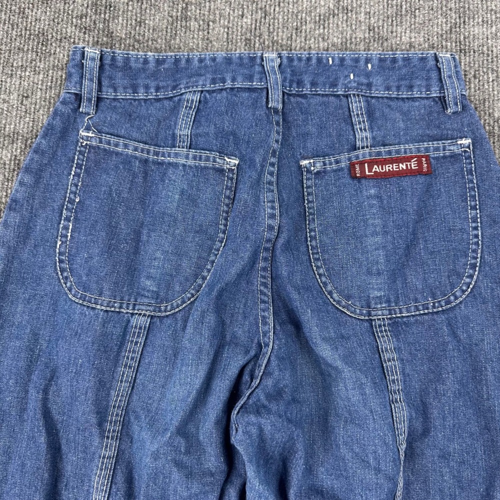 90s Vtg Laurenté Denim Utility Pants 25 High Waist Cinched Ankle Blue Casual - Picture 6 of 13